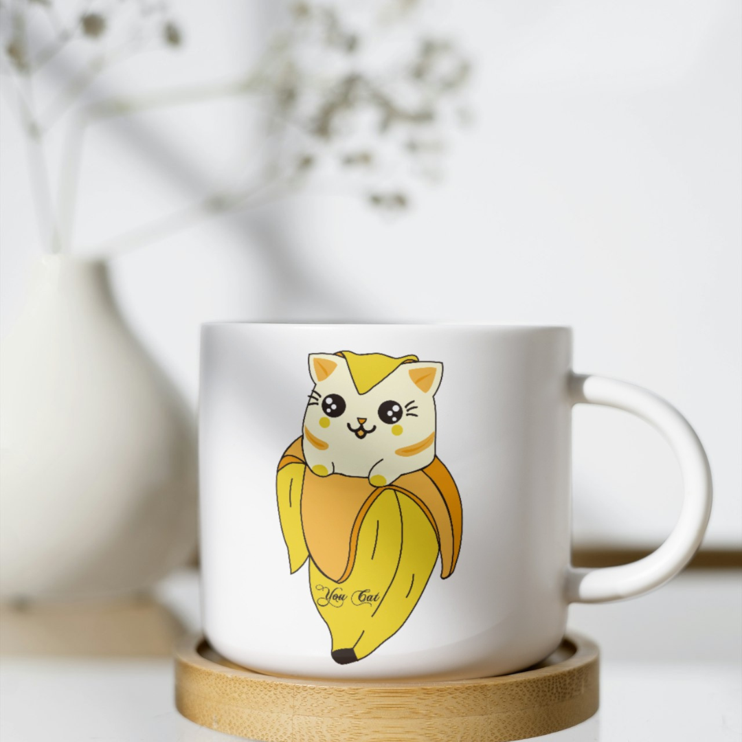 Gato Banana Amarillo Taza 6oz
